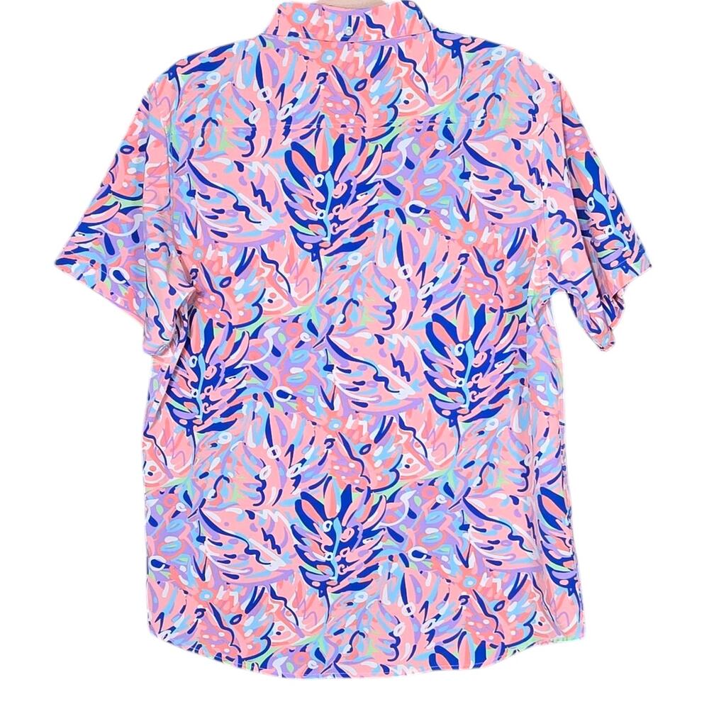 Simply Southern Polo Shirt Mens Medium Performance Golf Bright Tropical Vacation View 6